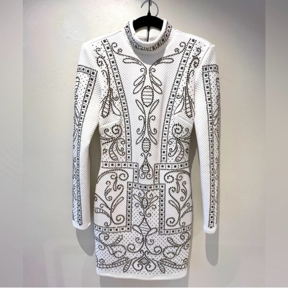 BEBE Long Sleeve Rhinestone Dress - Picture 3 of 6